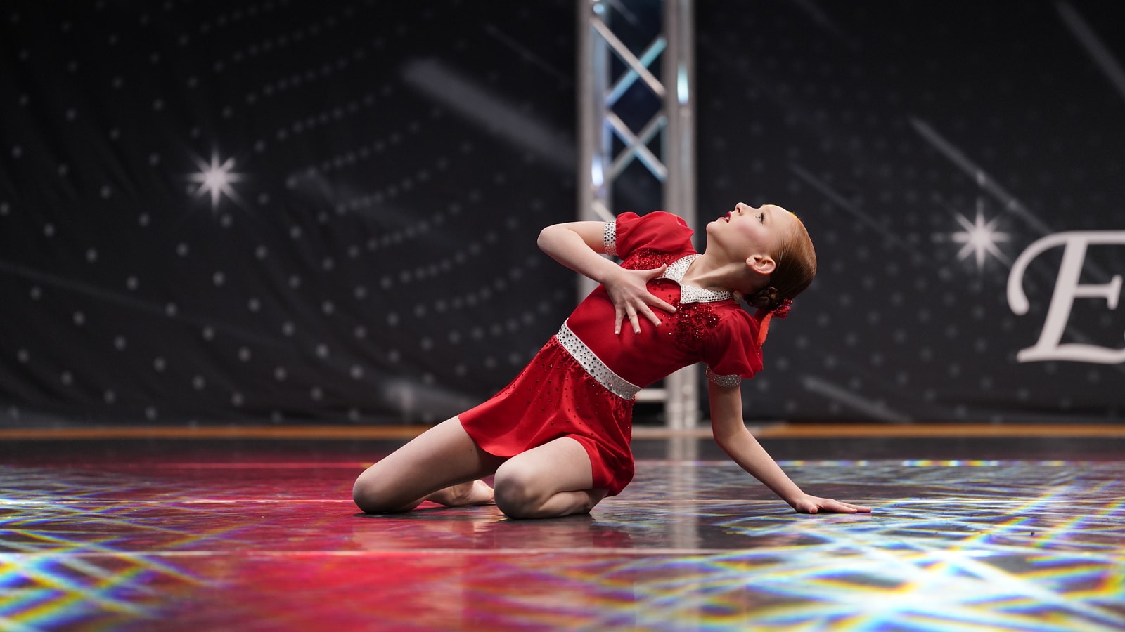 CaRu Entertainment young dancer in red at Encore DCS